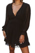 Layered Ruffled Open Back Puff Sleeve Swiss Dot Mini Dress